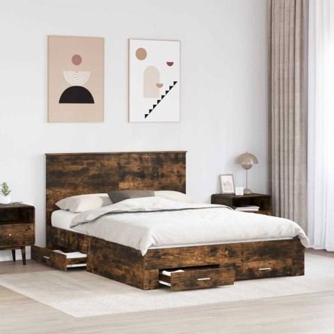Ramka łóżka Dąb wędzony 150 x 200 cm Materiał drewnopochodny