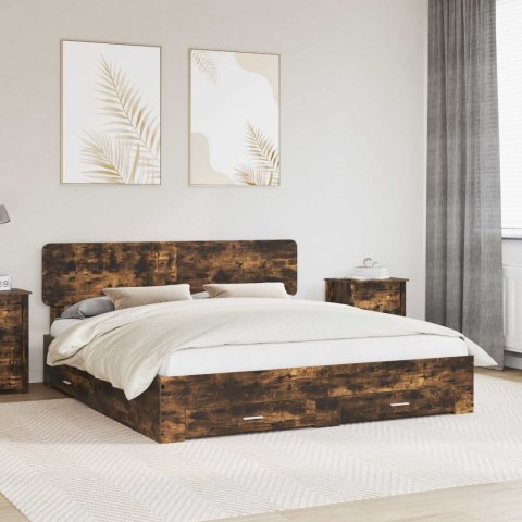 Ramka łóżka Dąb wędzony 200 x 200 cm Materiał drewnopochodny