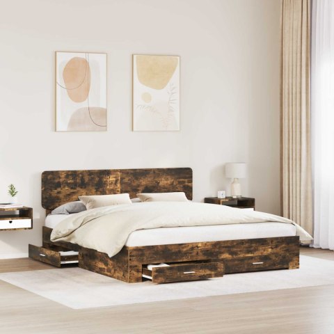 Ramka łóżka Dąb wędzony 200 x 200 cm Materiał drewnopochodny