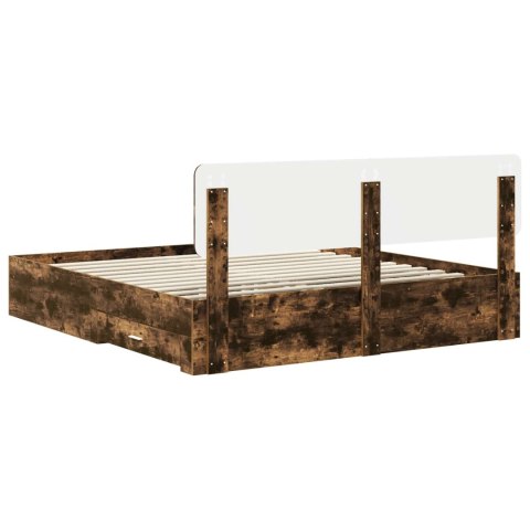 Ramka łóżka Dąb wędzony 200 x 200 cm Materiał drewnopochodny
