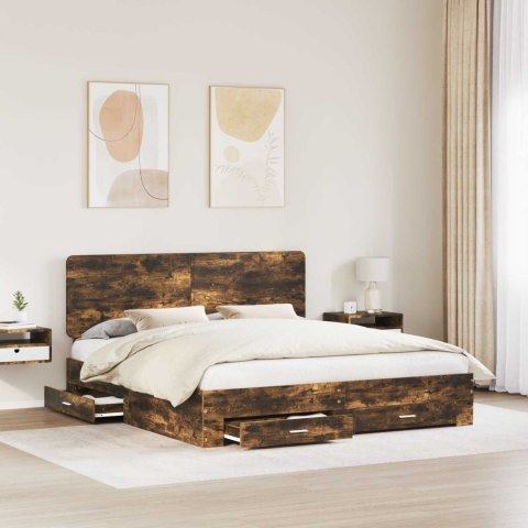 Ramka łóżka Dąb wędzony 200 x 200 cm Materiał drewnopochodny