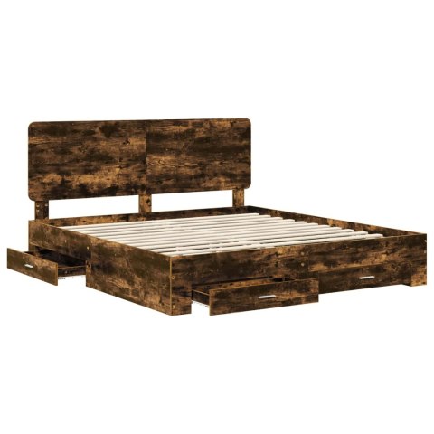 Ramka łóżka Dąb wędzony 200 x 200 cm Materiał drewnopochodny