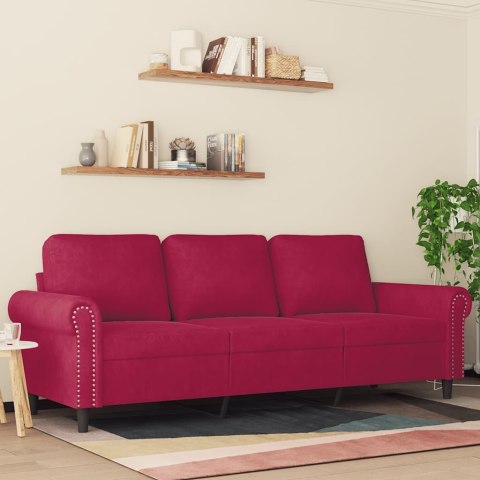 Sofa 3-osobowa, winna czerwień, 180 cm, obita aksamitem