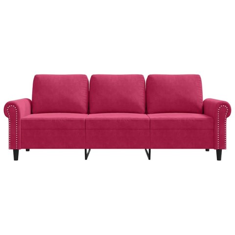 Sofa 3-osobowa, winna czerwień, 180 cm, obita aksamitem