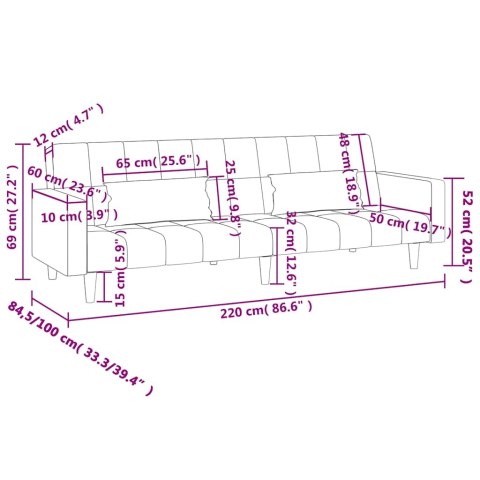 2-osobowa kanapa, 2 poduszki, ciemnozielona, aksamitna