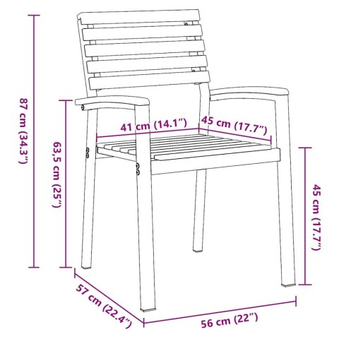 Krzesło Ogrodowe 4 pcs Brązowy 56 x 57 x 87 cm