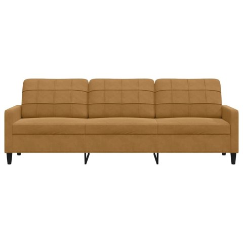 Sofa 3-osobowa, brązowa, 210 cm, tapicerowana aksamitem