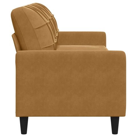 Sofa 3-osobowa, brązowa, 210 cm, tapicerowana aksamitem