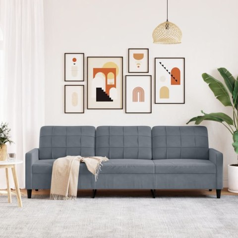 Sofa 3-osobowa, ciemnoszara, 210 cm, obita aksamitem