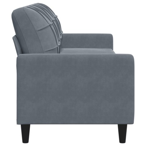 Sofa 3-osobowa, ciemnoszara, 210 cm, obita aksamitem
