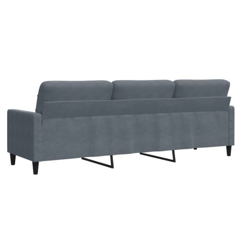 Sofa 3-osobowa, ciemnoszara, 210 cm, obita aksamitem