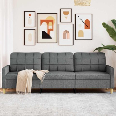 Sofa 3-osobowa, ciemnoszara, 210 cm, tapicerowana tkaniną