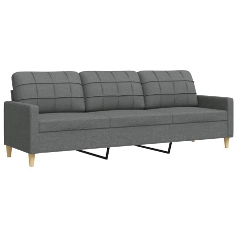 Sofa 3-osobowa, ciemnoszara, 210 cm, tapicerowana tkaniną