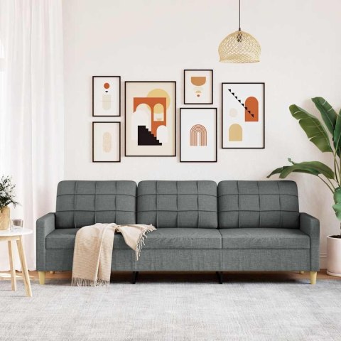 Sofa 3-osobowa, ciemnoszara, 210 cm, tapicerowana tkaniną
