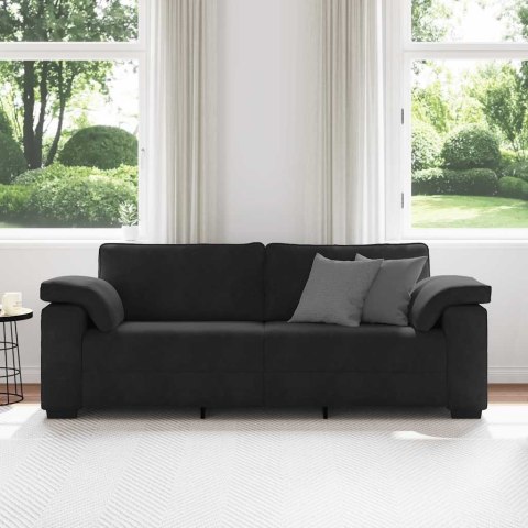 Sofa 3-osobowa, czarny, 178 cm, tapicerowana aksamitem