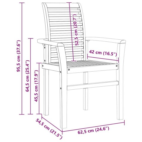 Krzesło jadalniane 2 pcs Brązowy 62,5 x 54 x 95,5 cm