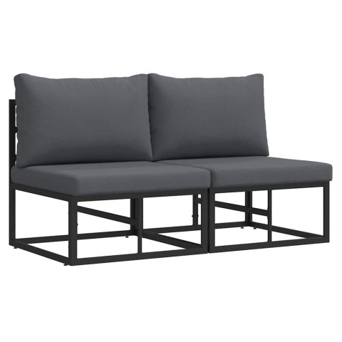 Meble Ogrodowe z poduszką 2 pcs Czarny 70 x 71,5 x 71 cm Metal