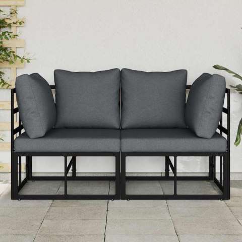 Meble Ogrodowe z poduszką 2 pcs Czarny 71,5 x 71,5 x71 cm Metal