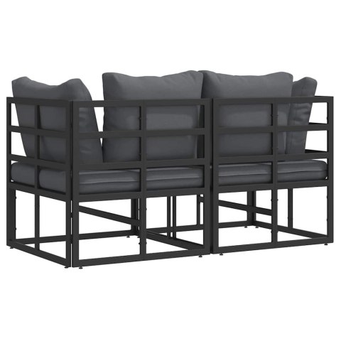 Meble Ogrodowe z poduszką 2 pcs Czarny 71,5 x 71,5 x71 cm Metal