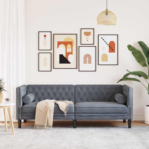 Sofa Ciemnoszary 194 x 74,5 x 70,5 cm Aksamit