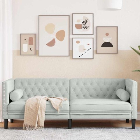Sofa Jasnoszary 194 x 74,5 x 70,5 cm Aksamit
