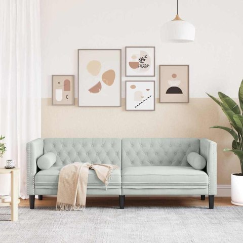 Sofa Jasnoszary 194 x 74,5 x 70,5 cm Aksamit