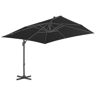 Parasol wiszący z aluminiowym słupkiem, 3x3 m, czarny