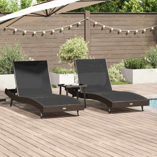 Leżak 3 pcs Brązowy 197 x 70 x 82 cm polirattan