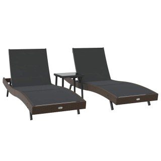 Leżak 3 pcs Brązowy 197 x 70 x 82 cm polirattan