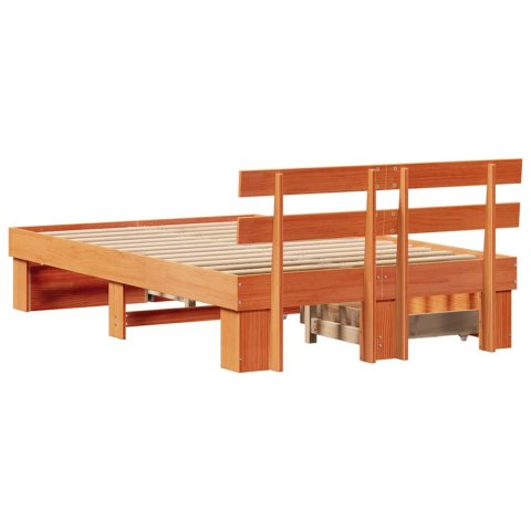 Ramka łóżka Woskowy Brąz 135 x 190 cm Lite drewno sosnowe