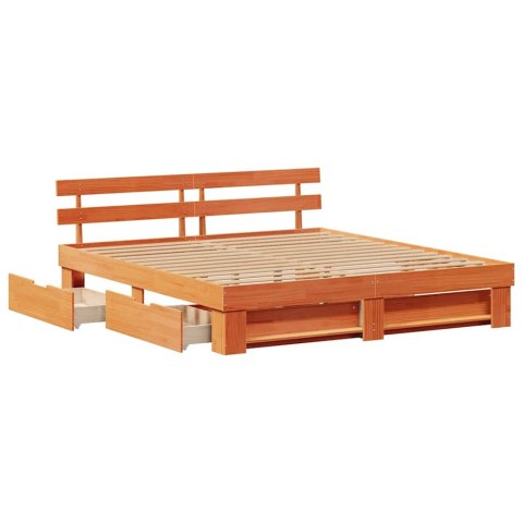 Ramka łóżka Woskowy Brąz 200 x 200 cm Lite drewno sosnowe