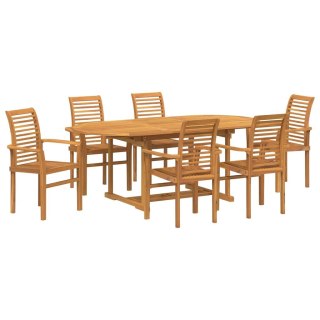 Zestaw do jadalni w ogrodzie 7 pcs Brązowy Lite drewno teakowe