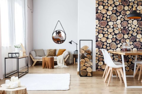 Lustro wiszące okrągłe MIRAGE na pasku 60 cm czarne