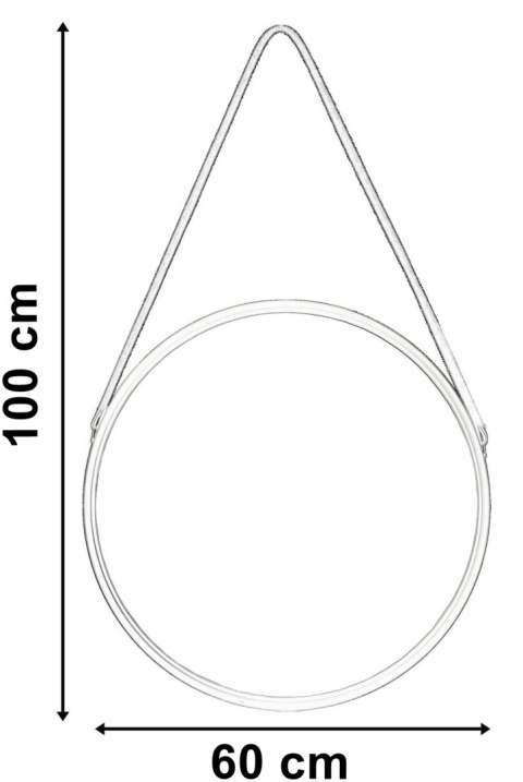 Lustro wiszące okrągłe MIRAGE na pasku 60 cm czarne
