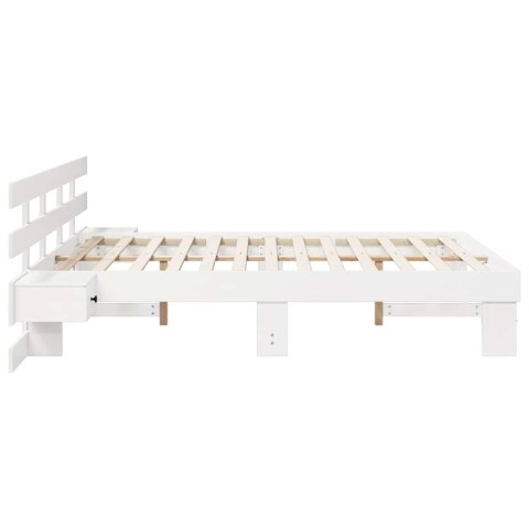 Ramka łóżka Z zagłówkiem Biały 150 x 200 cm Lite drewno sosnowe