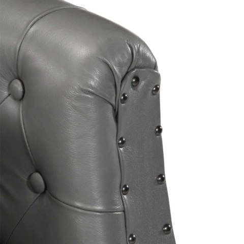 Fotel, szary, skóra naturalna