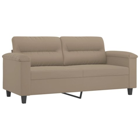 2-osobowa sofa z poduszkami, kolor taupe, 140 cm, mikrofibra