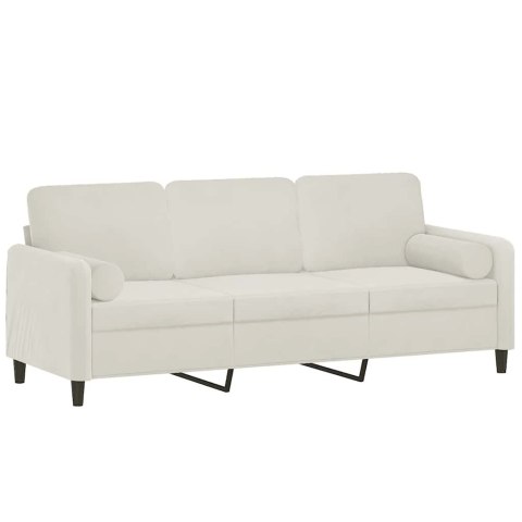 3-osobowa sofa z poduszkami, kremowa, 180 cm, aksamit