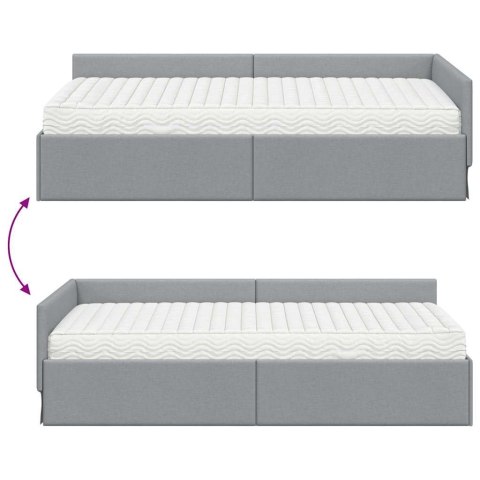 Rama Łóżka Narożnego z Materacem Inny 2 pcs Jasnoszary tkanina
