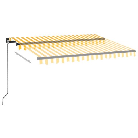 Ręcznie zwijana markiza z LED, 350 x 250 cm, żółto-biała