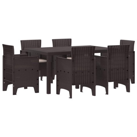 Zestaw do jadalni w ogrodzie 7 pcs Brązowy Rattan Polt