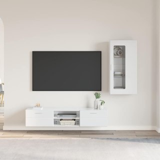 Zestaw szafek RTV Wysoki połysk biały Materiał drewnopochodny