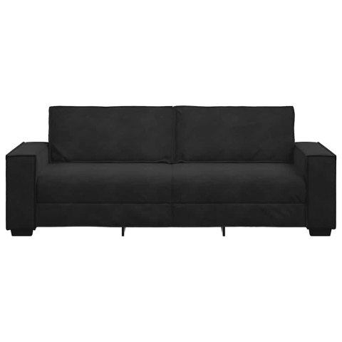 Sofa 3-osobowa, czarny, 180 cm, tapicerowana aksamitem