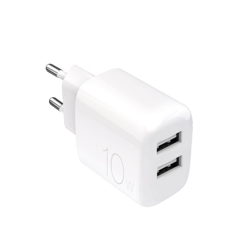 Ładowarka sieciowa 2x USB-A PROLITE 10W - biała