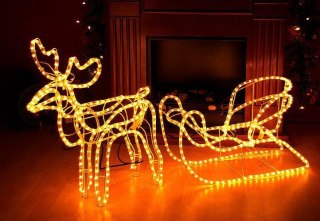 Świetlna LED świąteczna dekoracja renifer 140 cm,ciepła biel