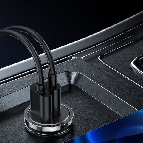 Szybka ładowarka samochodowa USB-C USB 45W 5A PD QC 3.0 AFC SCP szary