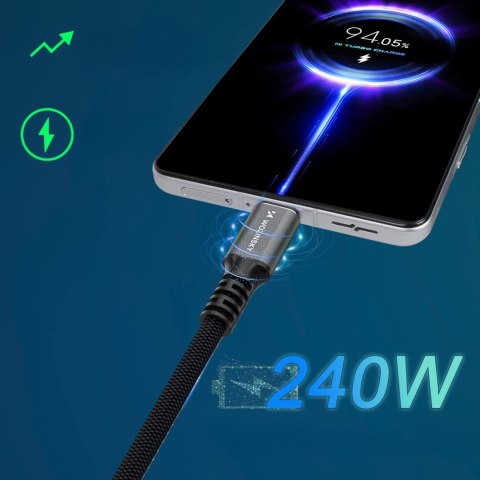 Kabel przewód Thunderbolt 4 USB-C 240W 4K 1m - czarny
