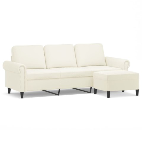 Sofa 3-osobowa, kremowa, 180 cm, tapicerowana aksamit