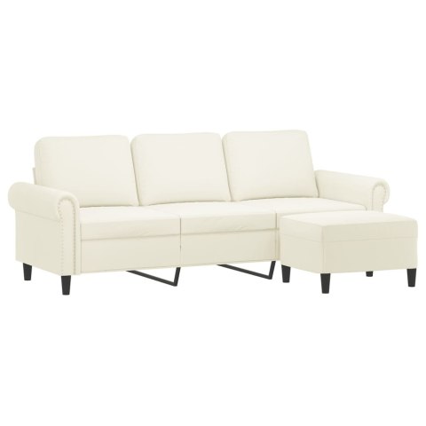 Sofa 3-osobowa, kremowa, 180 cm, tapicerowana aksamit