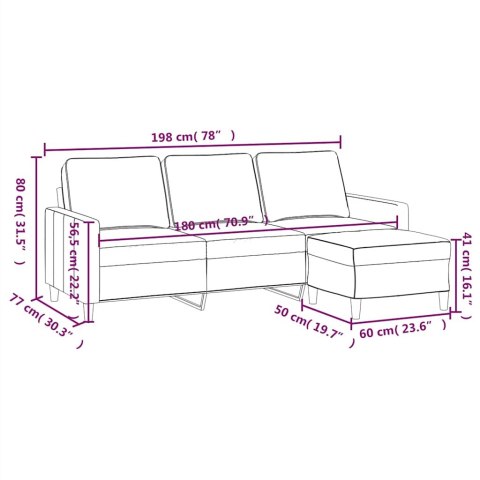 Sofa 3-osobowa, kremowa, 180 cm, tapicerowana aksamit